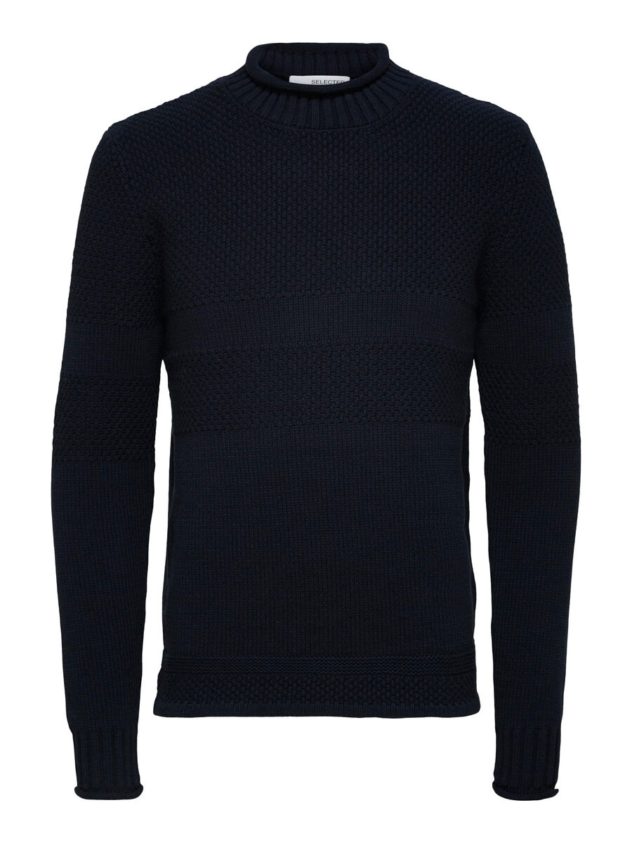 Selected HIGH NECK KNITTED PULLOVER, Navy Blazer, highres - 16081133_NavyBlazer_001.jpg