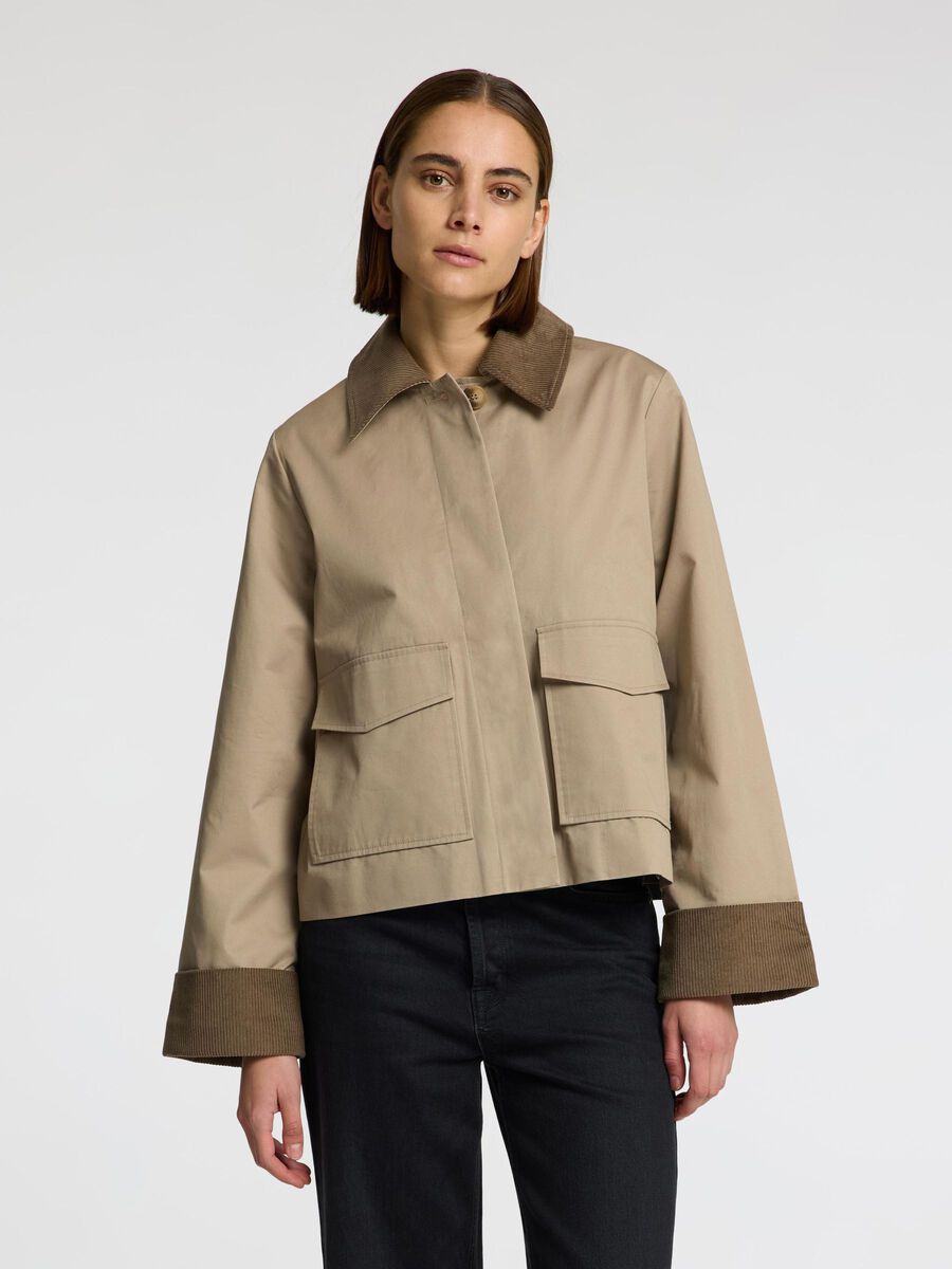Selected COUPE CARRÉE VESTE COURTE, Greige, highres - 16099378_Greige_003.jpg
