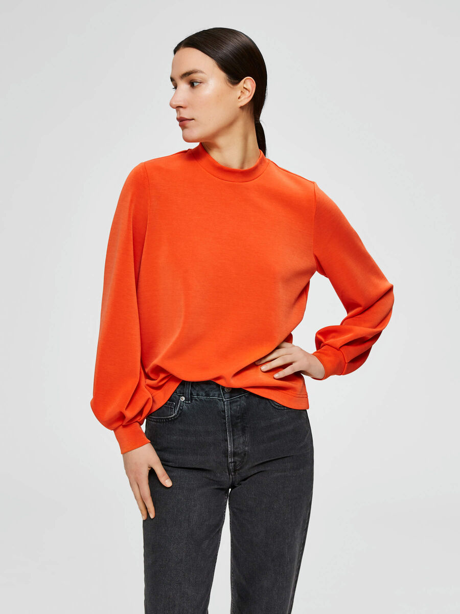 Selected WEICHES MODAL SWEATSHIRT, Orange.Com, highres - 16074869_OrangeCom_003.jpg