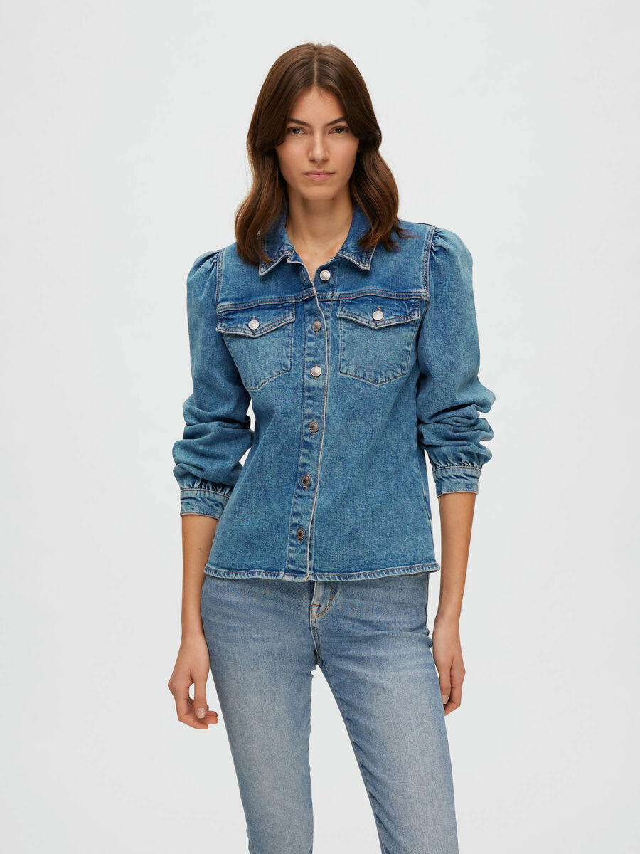 Selected LANGE MOUWEN SPIJKERBLOUSE, Light Blue Denim, highres - 16088227_LightBlueDenim_003.jpg