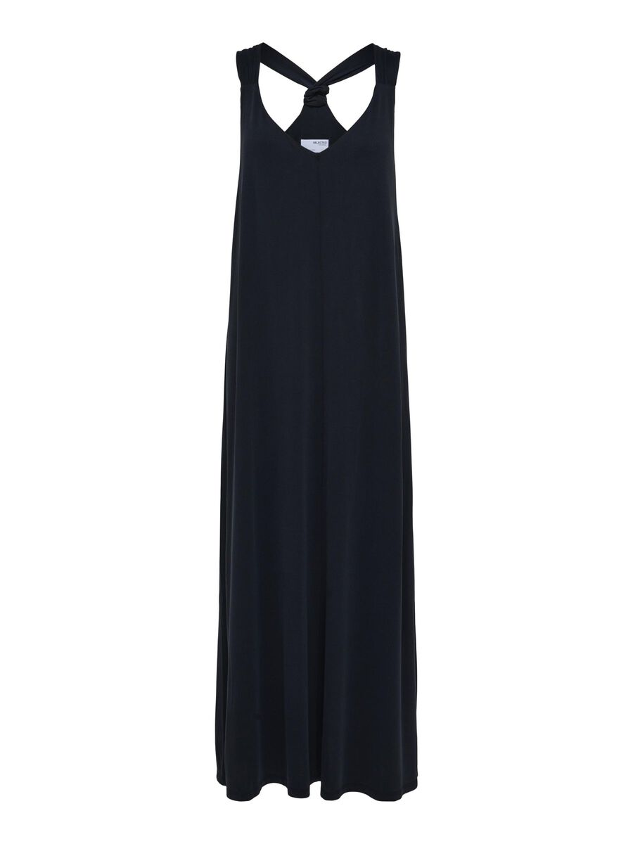 Selected KNOTTED MIDI DRESS, Black, highres - 16089838_Black_001.jpg