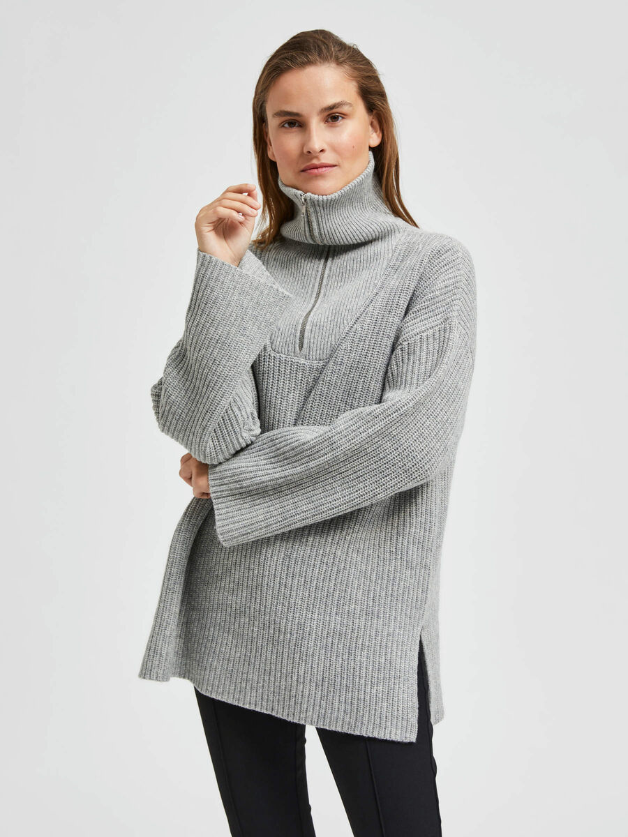 Selected PETITE PULL EN MAILLE, Light Grey Melange, highres - 16083004_LightGreyMelange_003.jpg
