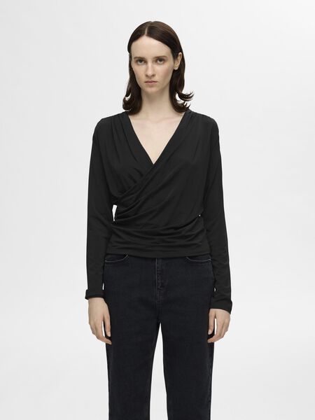 Selected VISCOSE BLEND WRAP TOP, Black, highres - 16095304_Black_003.jpg