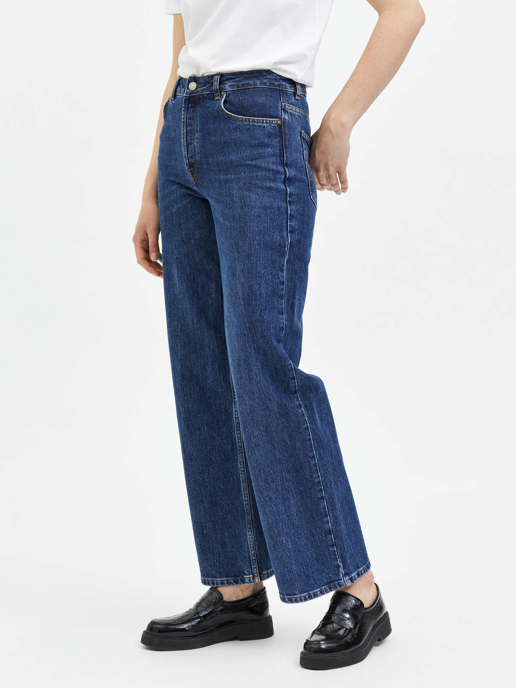 HIGH WAIST WIDE FIT JEANS (Blue) | Selected®