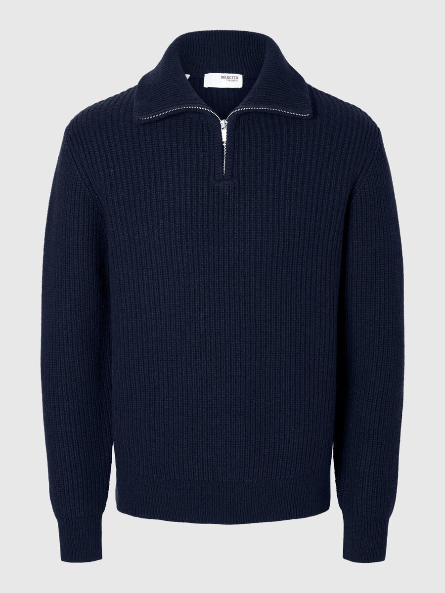 Selected WOLLGEMISCH STRICK HALF-ZIP PULLOVER, Sky Captain, highres - 16094581_SkyCaptain_001.jpg