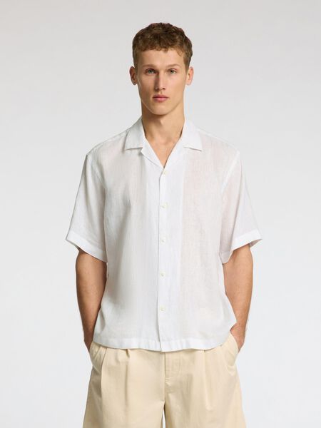 Selected 100% LINEN SHORT SLEEVED SHIRT, White, highres - 16096908_White_003.jpg