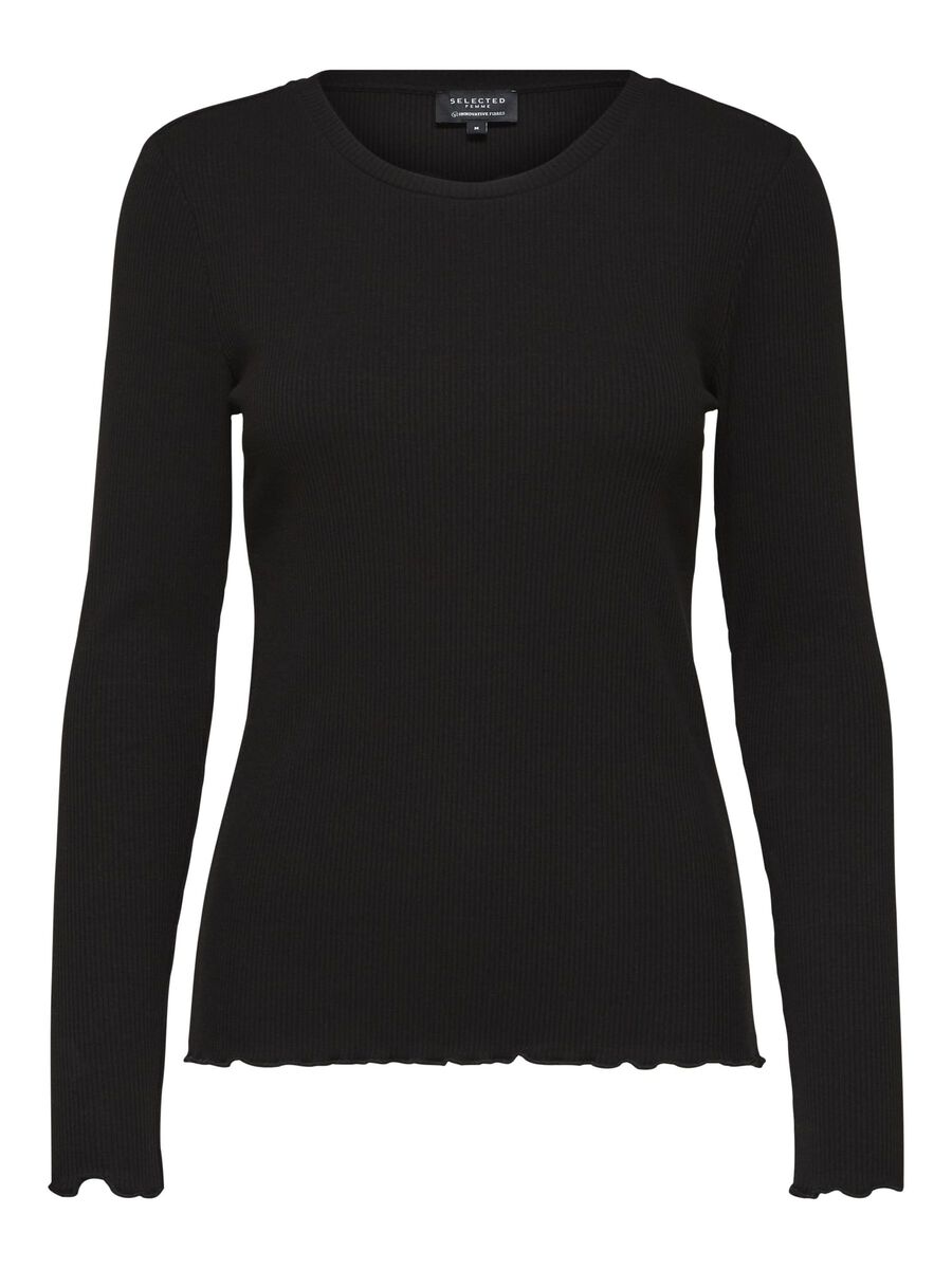 Selected PETITE ORGANIC COTTON T-SHIRT, Black, highres - 16079178_Black_001.jpg