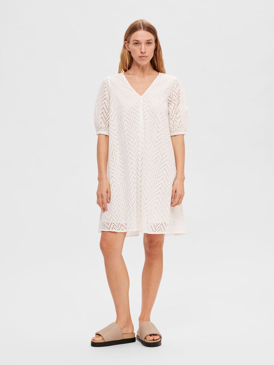 Selected BRODERIE ANGLAISE MINI DRESS, Bright White, highres - 16092093_BrightWhite_005.jpg
