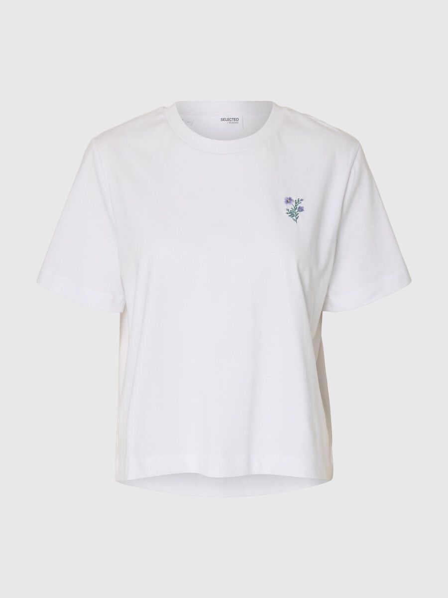 Selected EMBROIDERED CREWNECK T-SHIRT, Bright White, highres - 16101219_BrightWhite_1258641_001.jpg