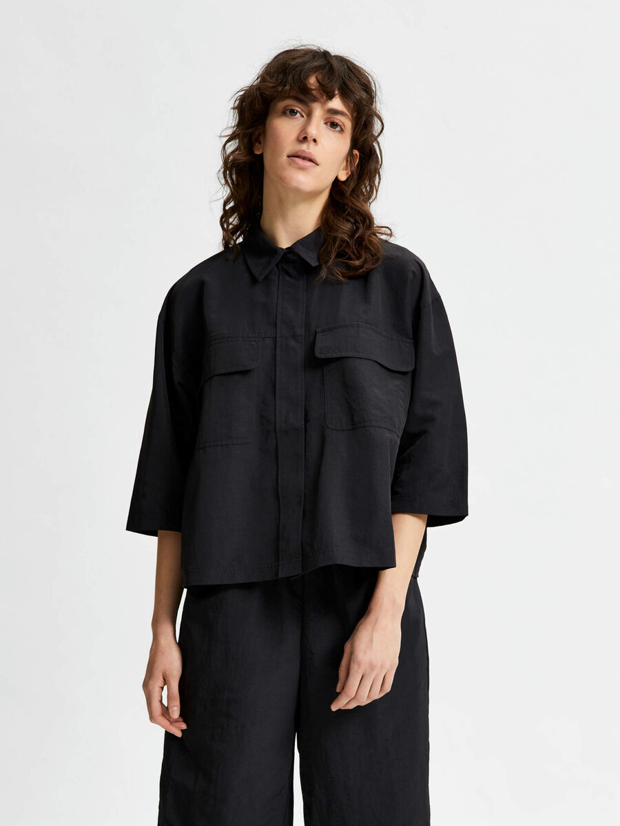 Selected NYLON UTILITY INSPIRED SHIRT, Black, highres - 16079518_Black_003.jpg