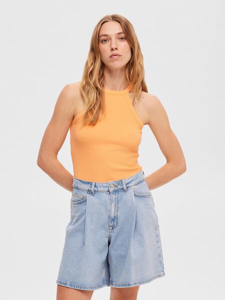 Selected RIBBED TANK TOP, Papaya, highres - 16073394_Papaya_003.jpg