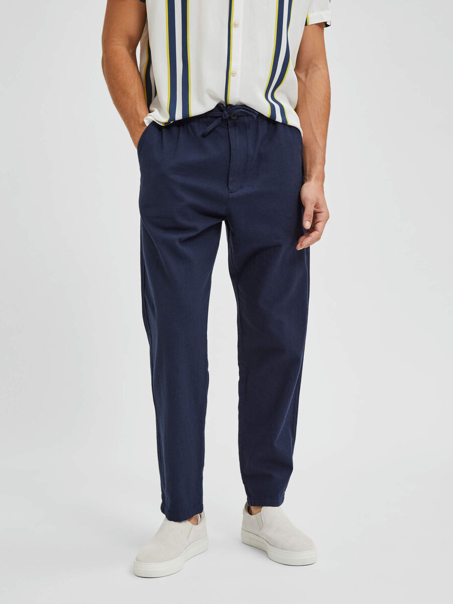 Selected LINEN BLEND TROUSERS, Sky Captain, highres - 16083584_SkyCaptain_003.jpg