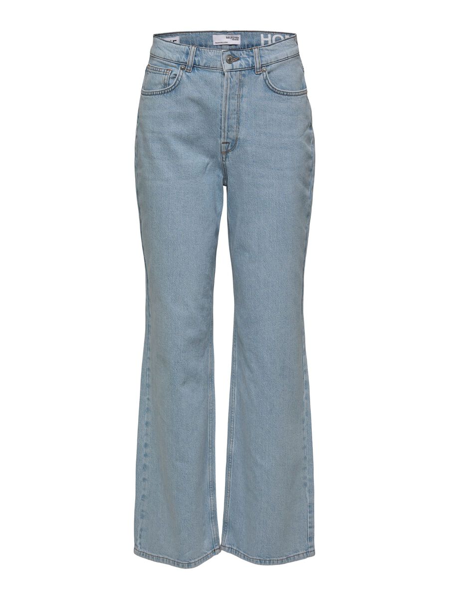 High waist petite wide fit jeans, Selected