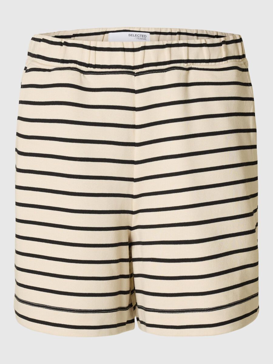 Selected GESTREEPT HIGH-WAIST SHORT, Black, highres - 16097831_Black_1185350_001.jpg