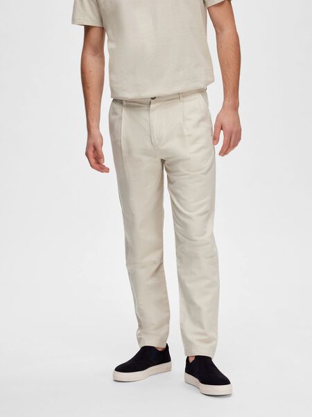 Selected LINEN BLEND CHINOS, Oatmeal, highres - 16089420_Oatmeal_003.jpg