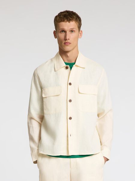 Selected 100% LEINEN OVERSHIRT, Egret, highres - 16098995_Egret_003.jpg