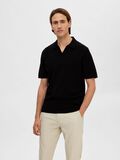 Selected KNITTED POLO SHIRT, Black, highres - 16088636_Black_003.jpg
