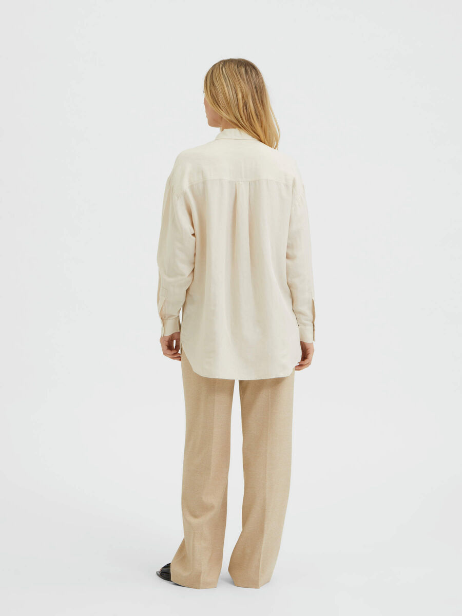Selected LONGLINE LINEN BLEND SHIRT, Natural, highres - 16083857_Natural_004.jpg