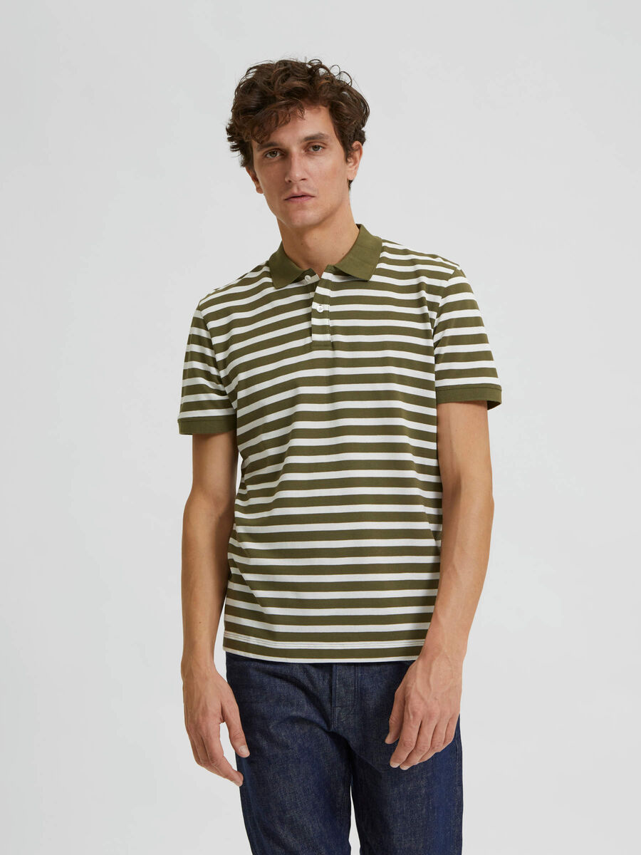 Selected SHORT SLEEVED POLO SHIRT, Winter Moss, highres - 16082829_WinterMoss_003.jpg