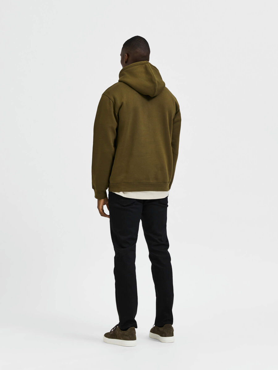 Selected LONG SLEEVED HOODIE, Dark Olive, highres - 16085886_DarkOlive_004.jpg