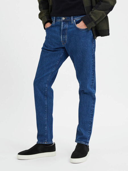 Selected 172 SLIM TAPERED FIT JEANS, Medium Blue Denim, highres - 16085123_MediumBlueDenim_003.jpg