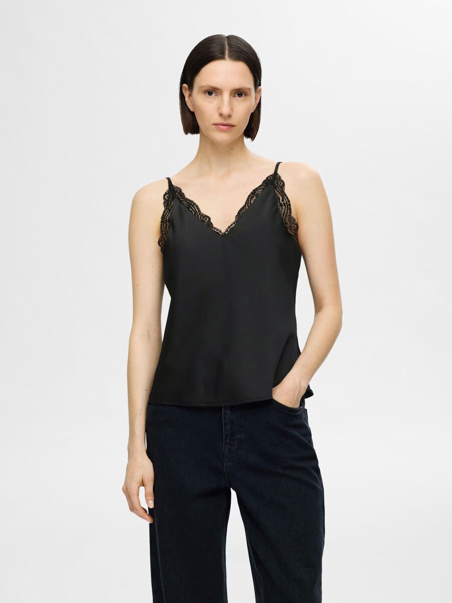 Selected LACE  STRAP TOP, Black, highres - 16095266_Black_003.jpg