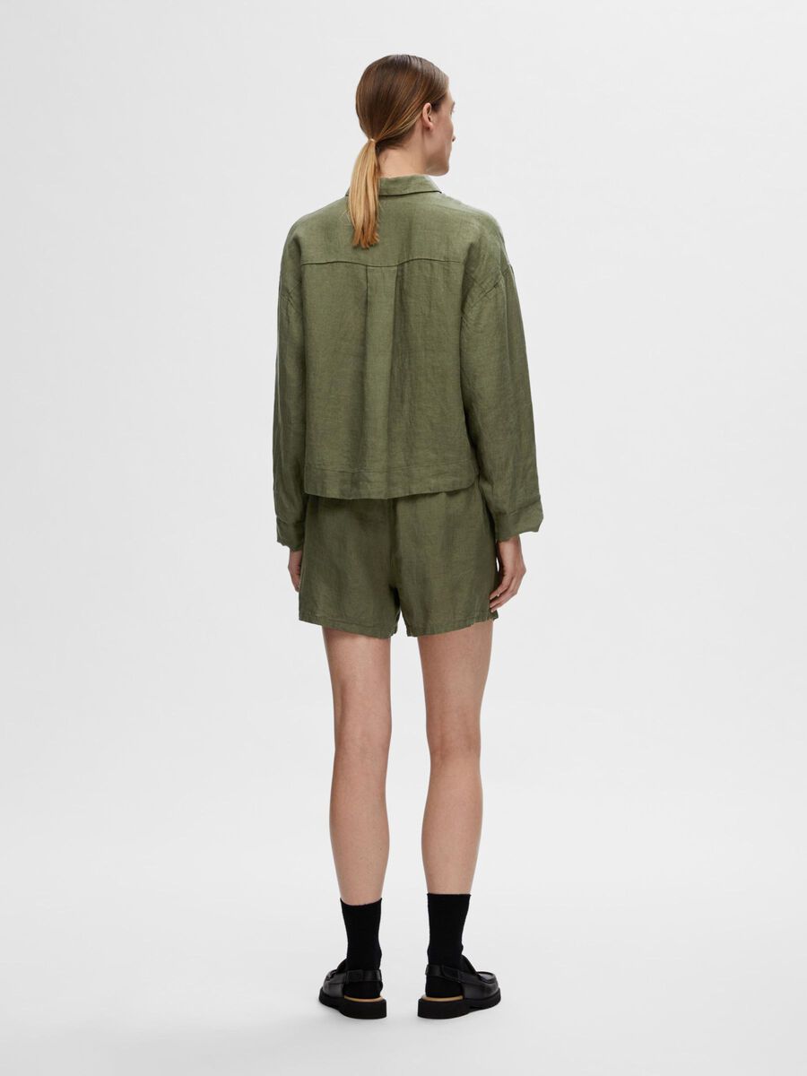 Selected LINEN SHIRT, Olivine, highres - 16093807_Olivine_004.jpg