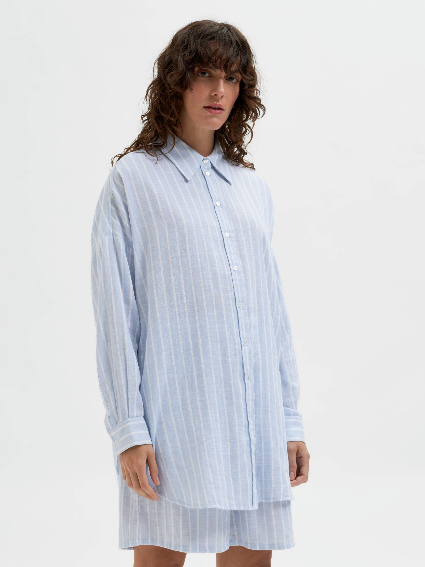 Fashion Blouses Oversized Blouses Selected Femme Oversized Blouse blue business style 
