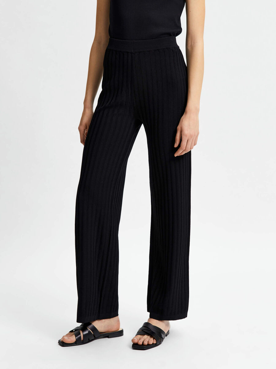 Selected TRICOT PLISSÉ PANTALON, Black, highres - 16079806_Black_003.jpg