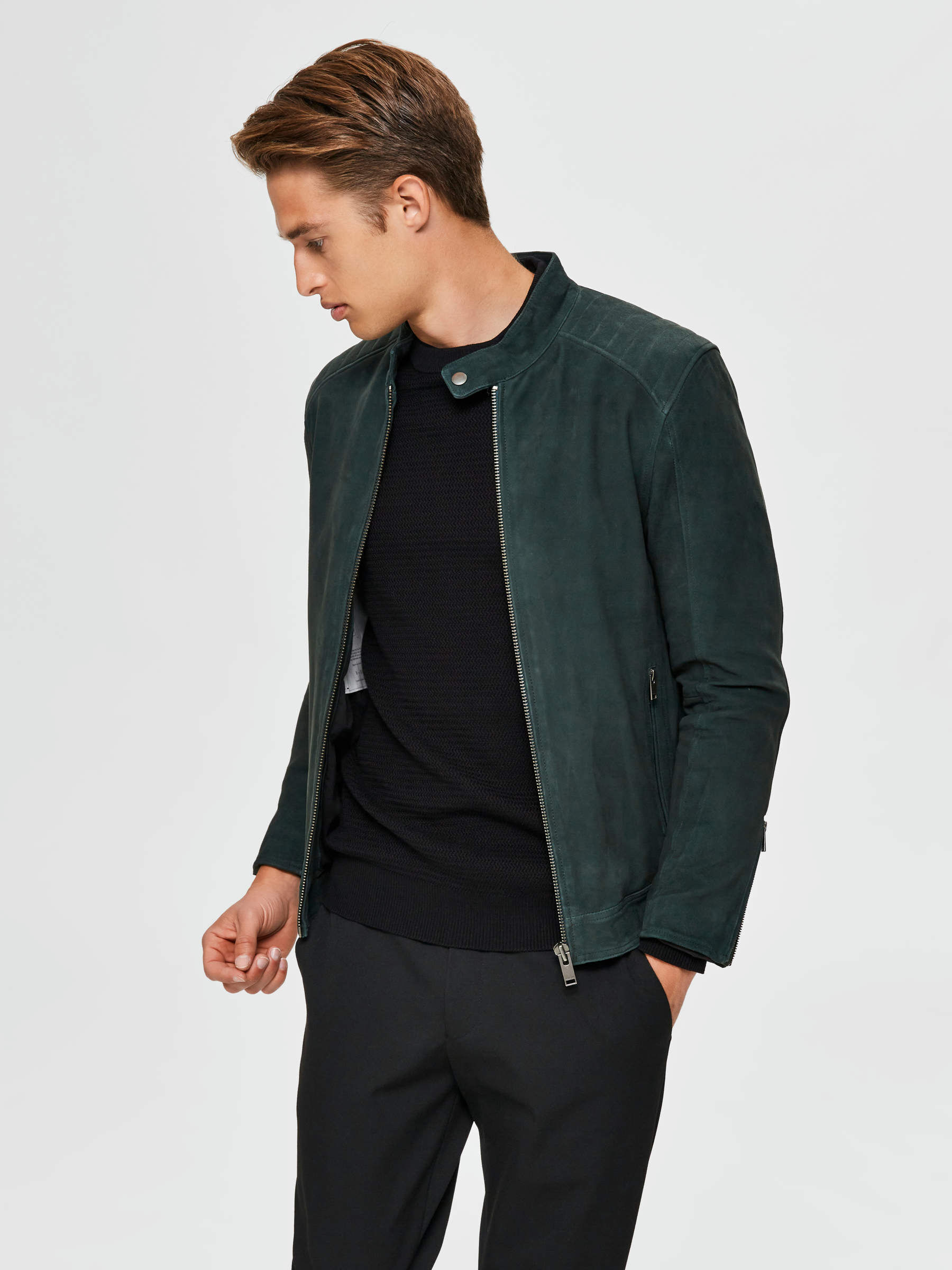 DAIM VESTE EN CUIR Vert SELECTED HOMME