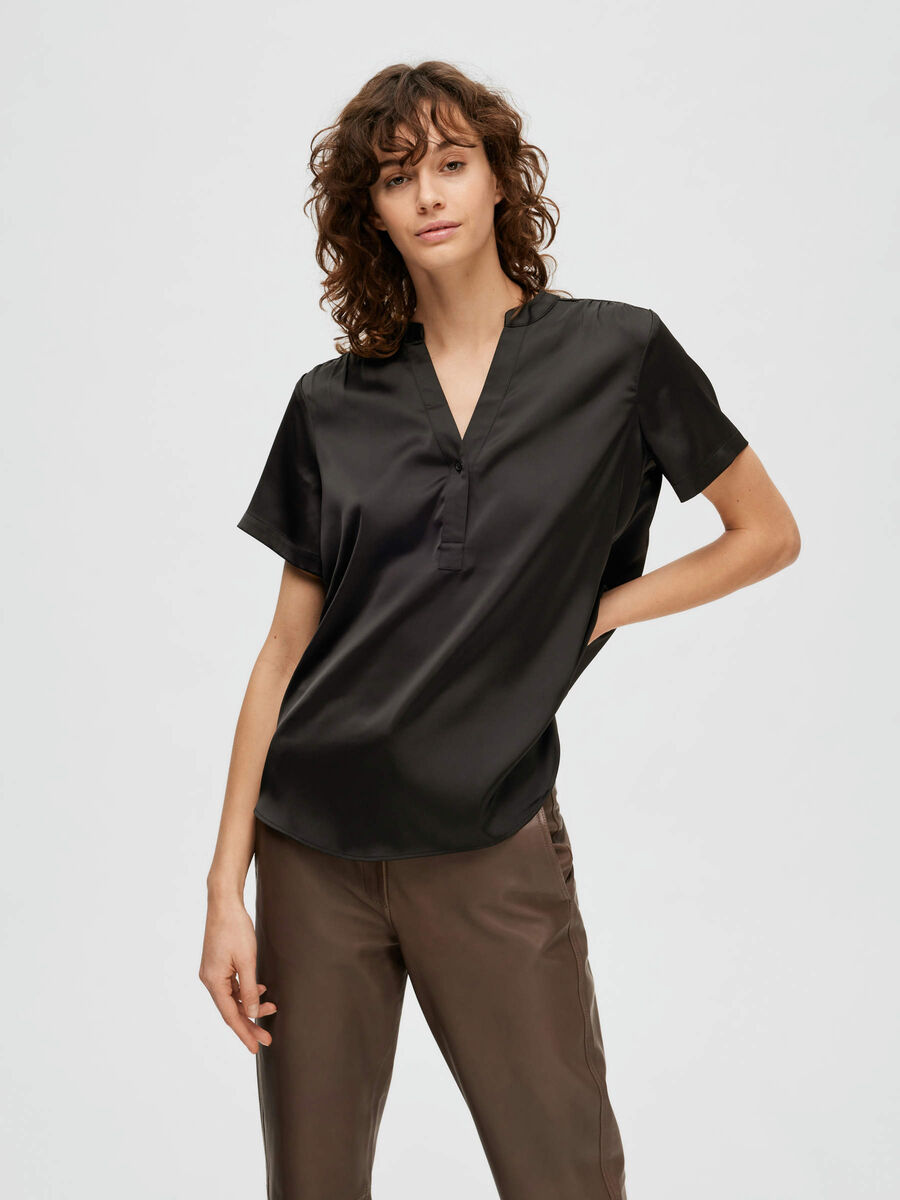 Selected SATIN BLOUSE, Black, highres - 16091438_Black_003.jpg