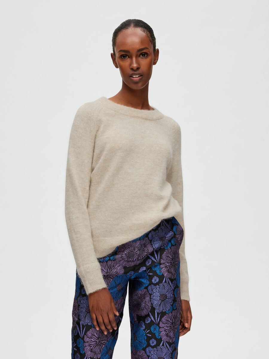 Selected PETITE KNITTED PULLOVER, Birch, highres - 16082174_Birch_988440_003.jpg