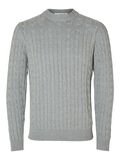 Selected CABLE KNIT KNITTED JUMPER, Medium Grey Melange, highres - 16087876_MediumGreyMelange_001.jpg