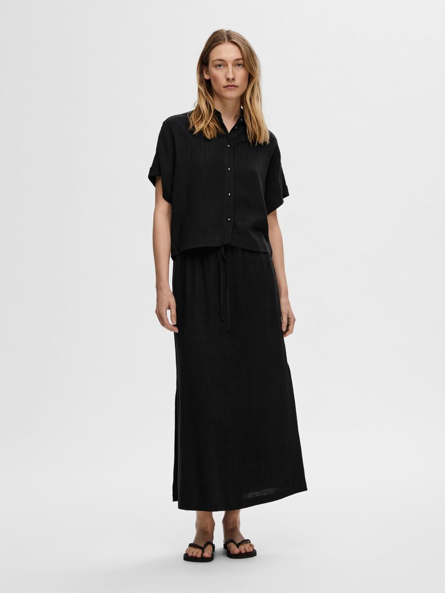 Selected CROPPED SHORT SLEEVED SHIRT, Black, highres - 16093937_Black_005.jpg