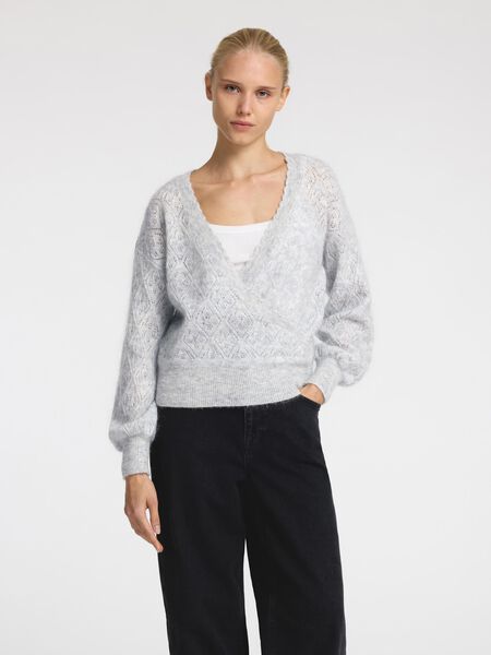 Selected WOLLGEMISCH WICKELSTRICKJACKE, Light Grey Melange, highres - 16094686_LightGreyMelange_003.jpg