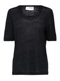 Selected COL EN U EN LIN FIN T-SHIRT, Black, highres - 16079542_Black_001.jpg