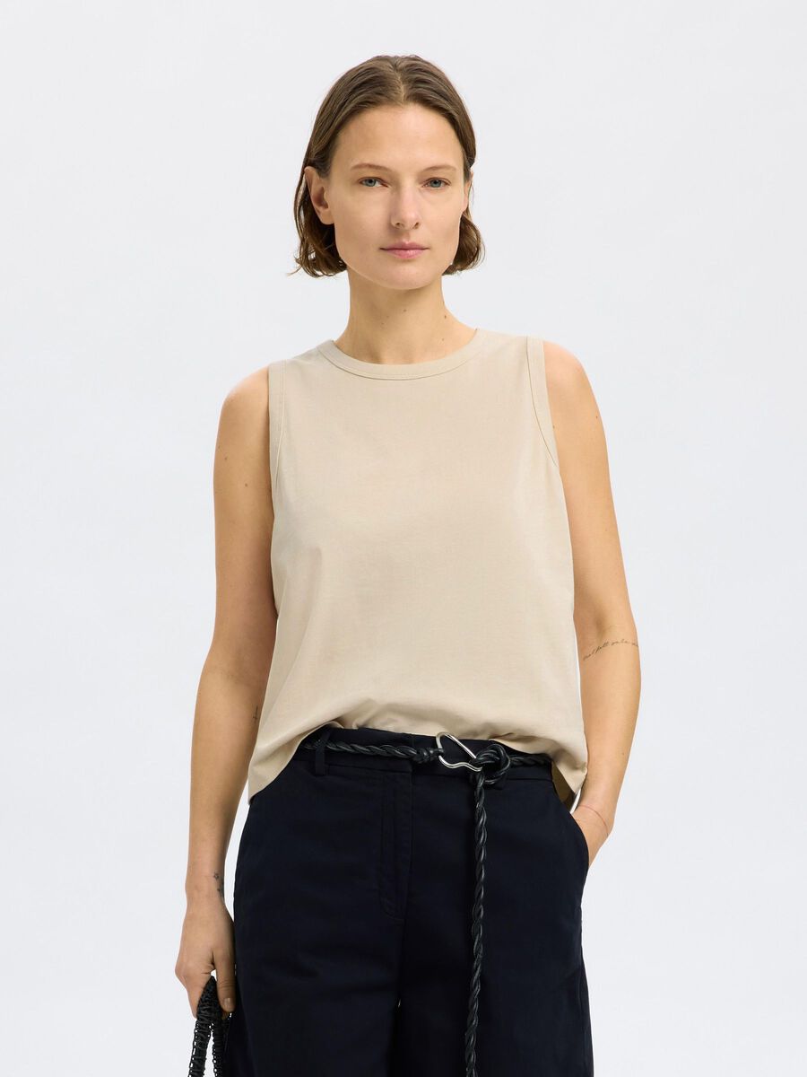 Selected 100% COTTON TANK TOP, Birch, highres - 16096484_Birch_003.jpg