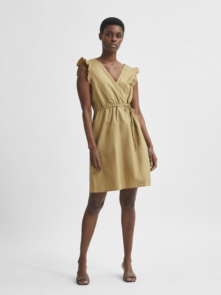 Selected ORGANIC COTTON FRILL WRAP DRESS, Kelp, highres - 16078922_Kelp_005.jpg