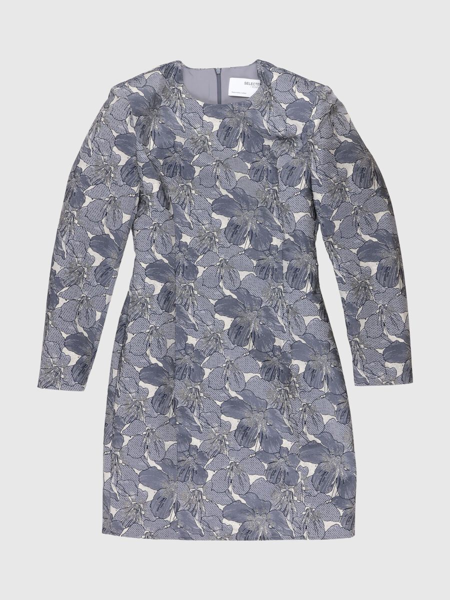 Selected FLORAL STRUCTURÉ MINI-ROBE, Silver, highres - 80000342_Silver_923433_001.jpg