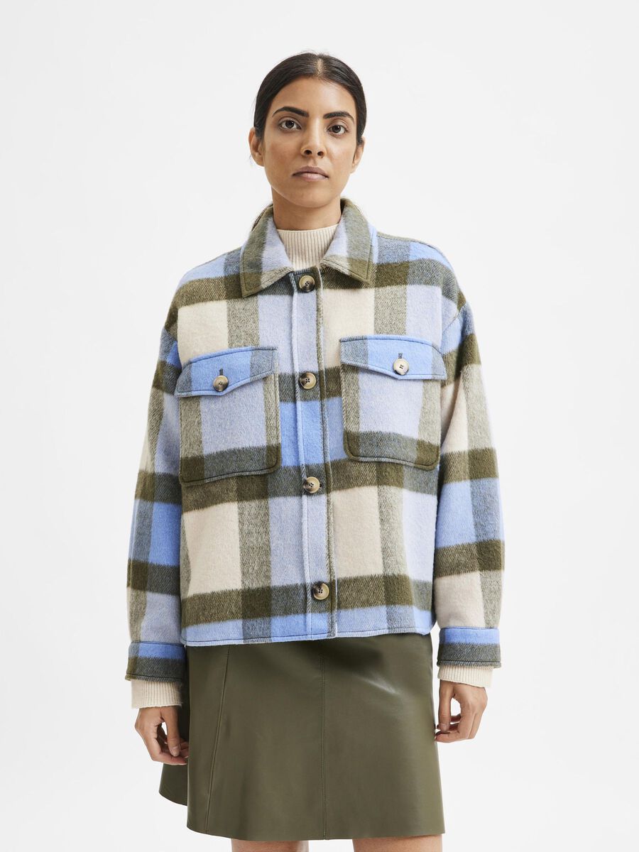 Selected CHECKED SHIRT JACKET, Brunnera Blue, highres - 16080195_BrunneraBlue_003.jpg