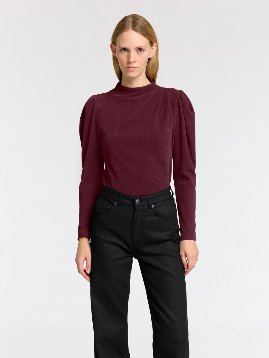 Selected DRAPED LONG SLEEVED TOP, Zinfandel, highres - 16097308_Zinfandel_003.jpg