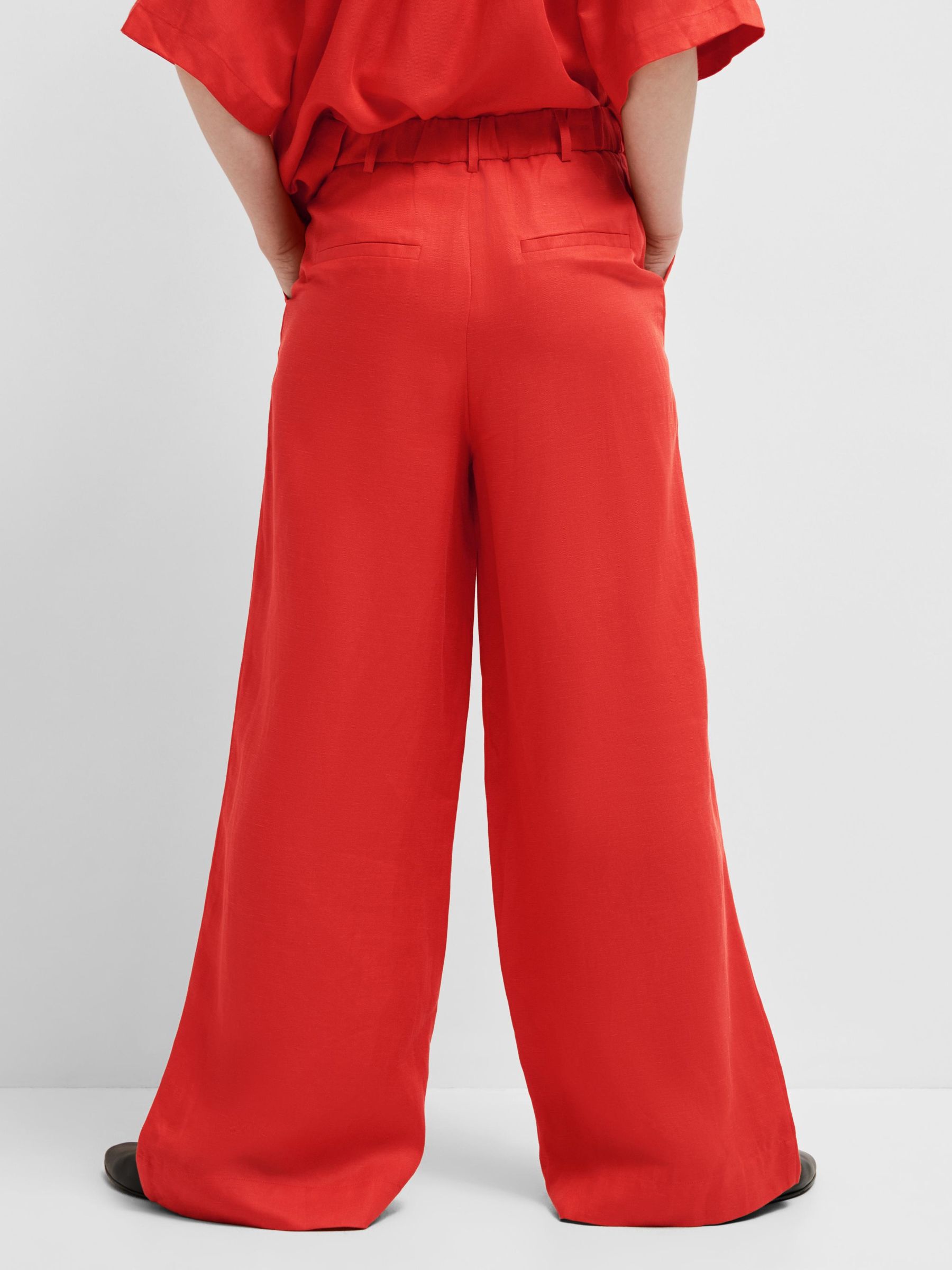 HIGH WAISTED WIDE LEG TROUSERS Red SELECTED FEMME