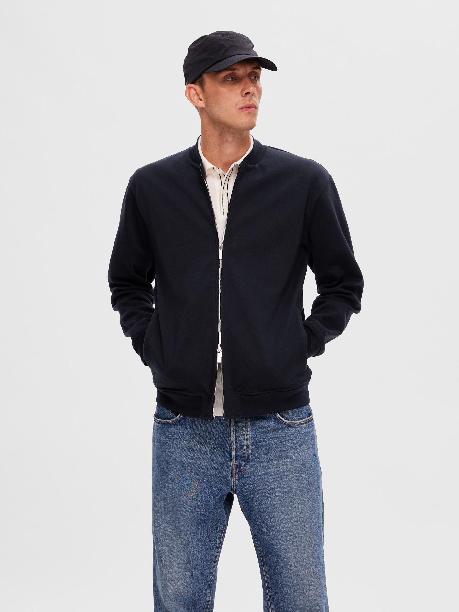 Selected homme discount leather bomber jacket