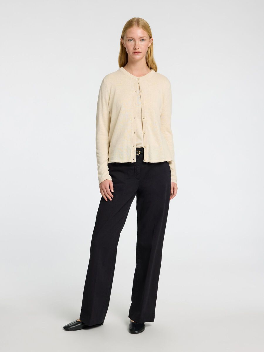 Selected LINEN BLEND KNITTED CARDIGAN, Birch, highres - 16096203_Birch_005.jpg