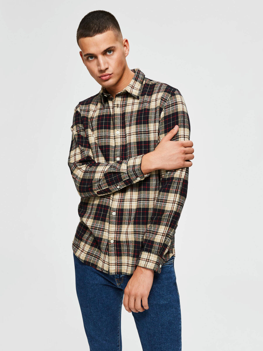 Selected CHECKED - SHIRT, Camel, highres - 16067397_Camel_679510_003.jpg