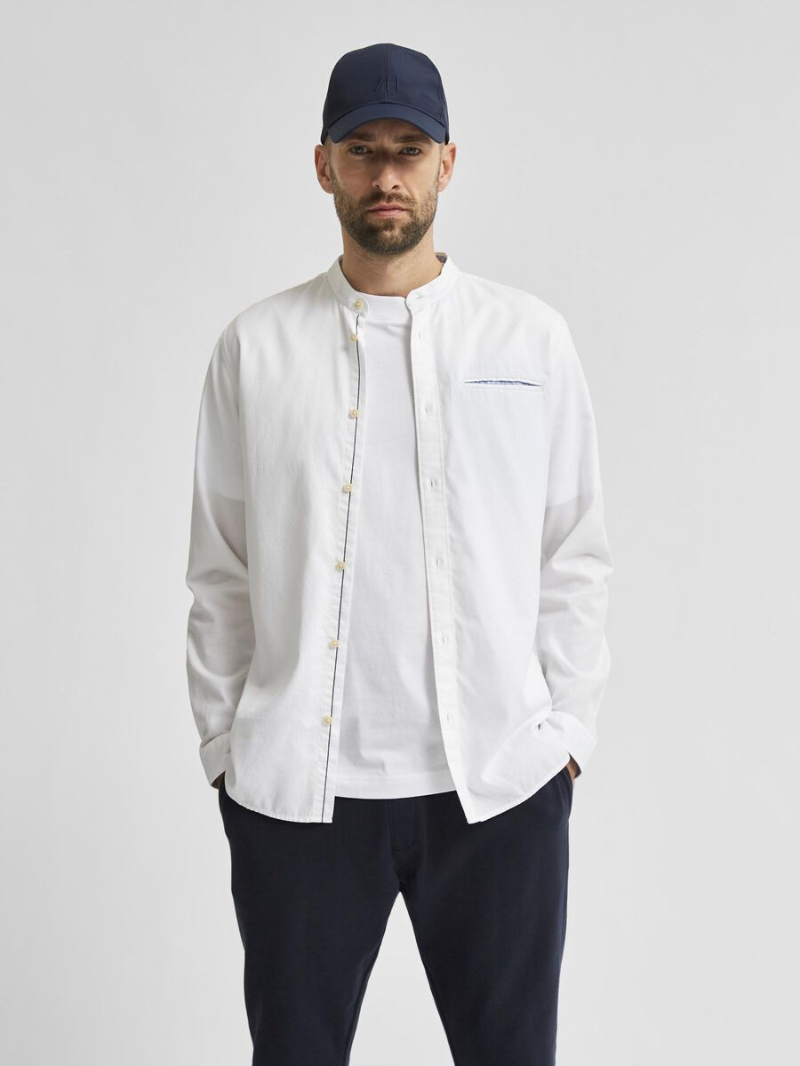 Selected SLIM FIT MANDARIN COLLAR SHIRT, White, highres - 16077354_White_003.jpg