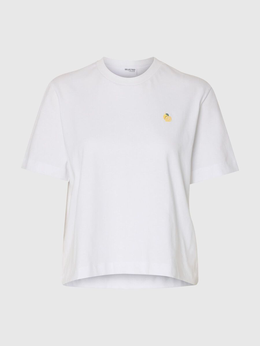 Selected BESTICKTES T-SHIRT MIT RUNDHALSAUSSCHNITT, Bright White, highres - 16101219_BrightWhite_1258639_001.jpg