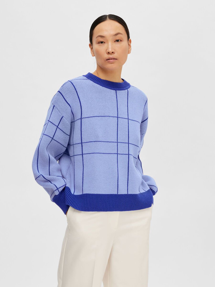 Selected CHECKED KNITTED JUMPER, Blue Heron, highres - 16089114_BlueHeron_1014415_003.jpg