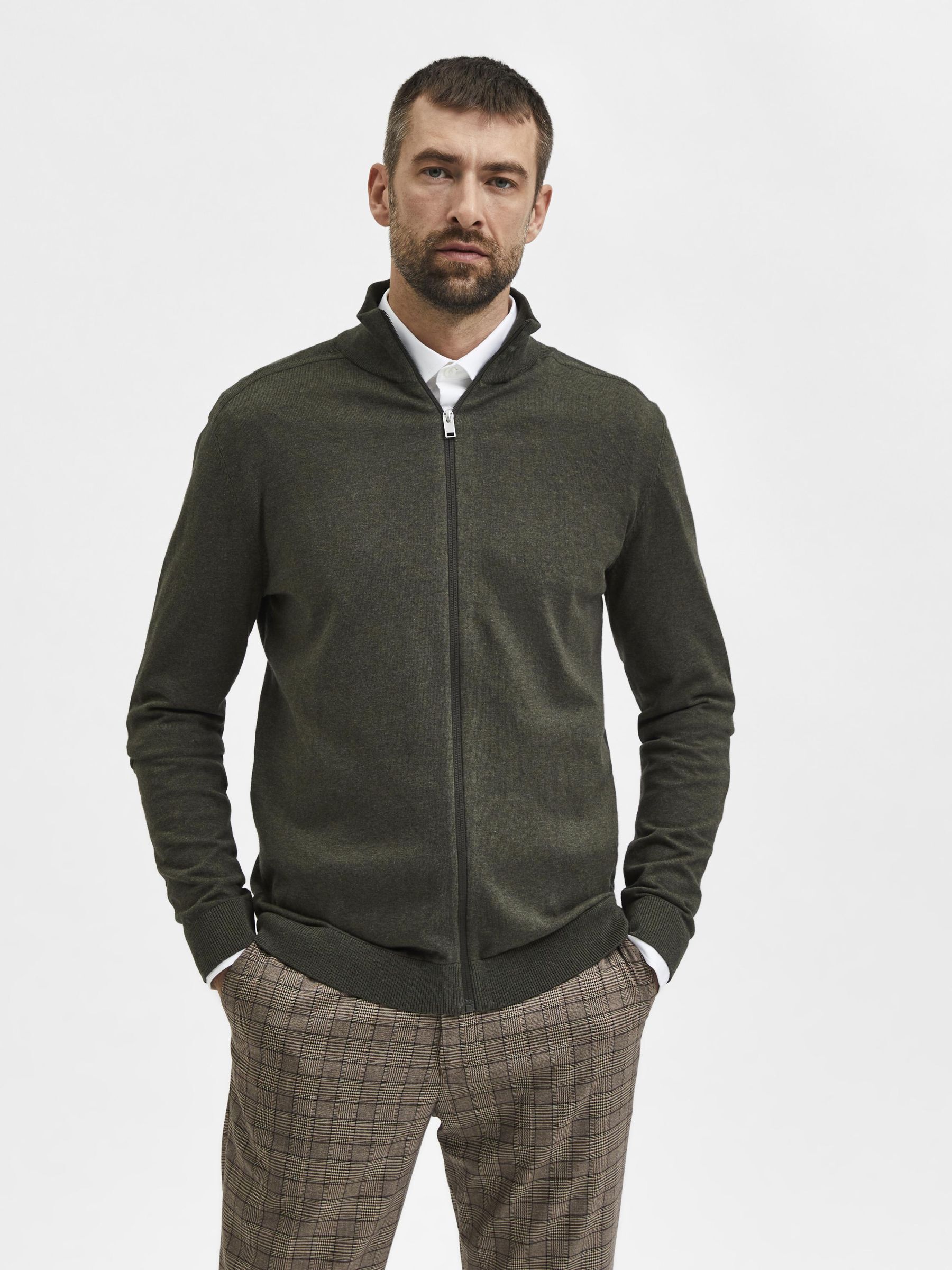 ZIP UP CARDIGAN Green SELECTED HOMME