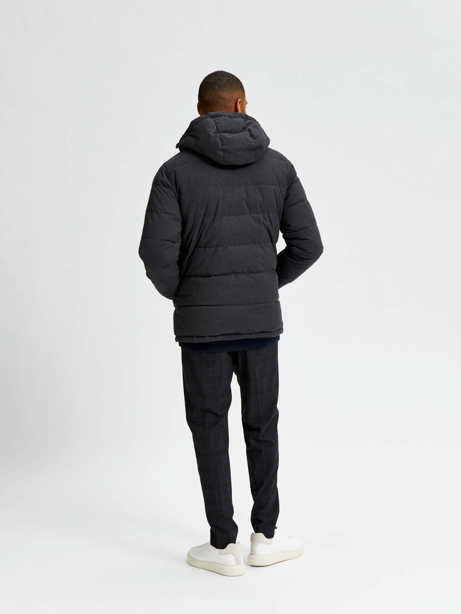 Selected HOODED PUFFER JACKET, Dark Grey Melange, highres - 16077637_DarkGreyMelange_004.jpg